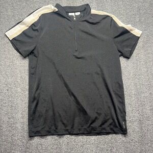 Armani Exchange  Shirt Mens Large Black Quarter ZipStriped Short Sleeve AX Logo